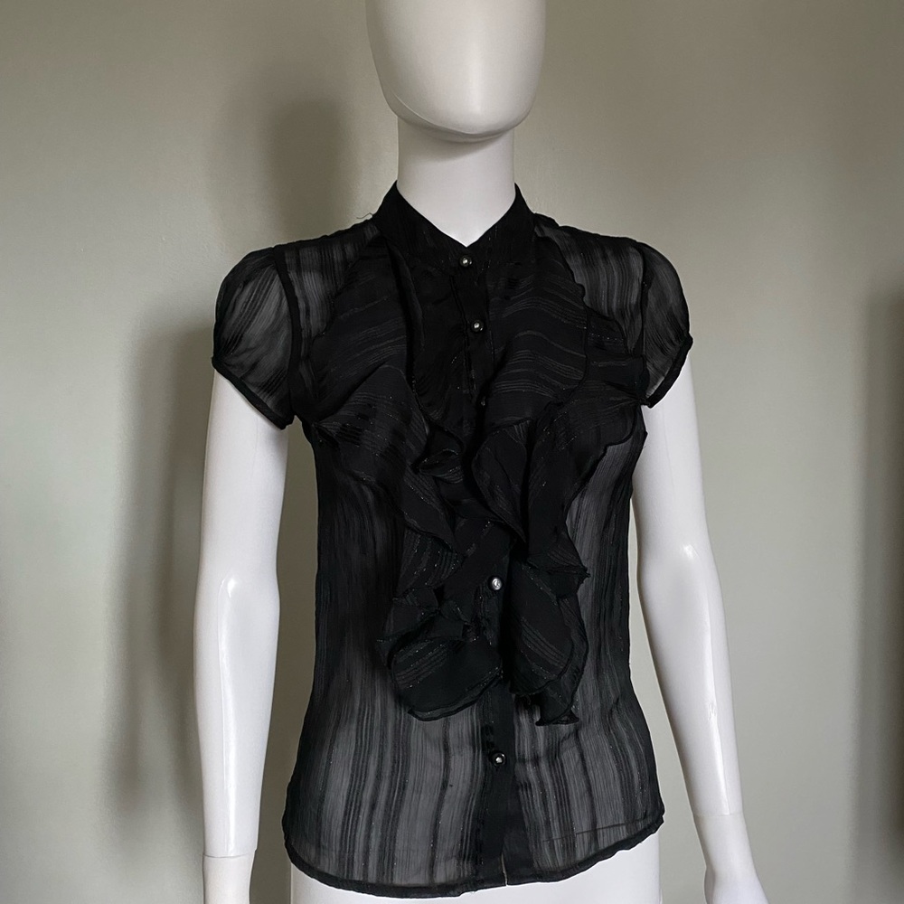 Ali & Kris Sheer Black Ruffled Blouse